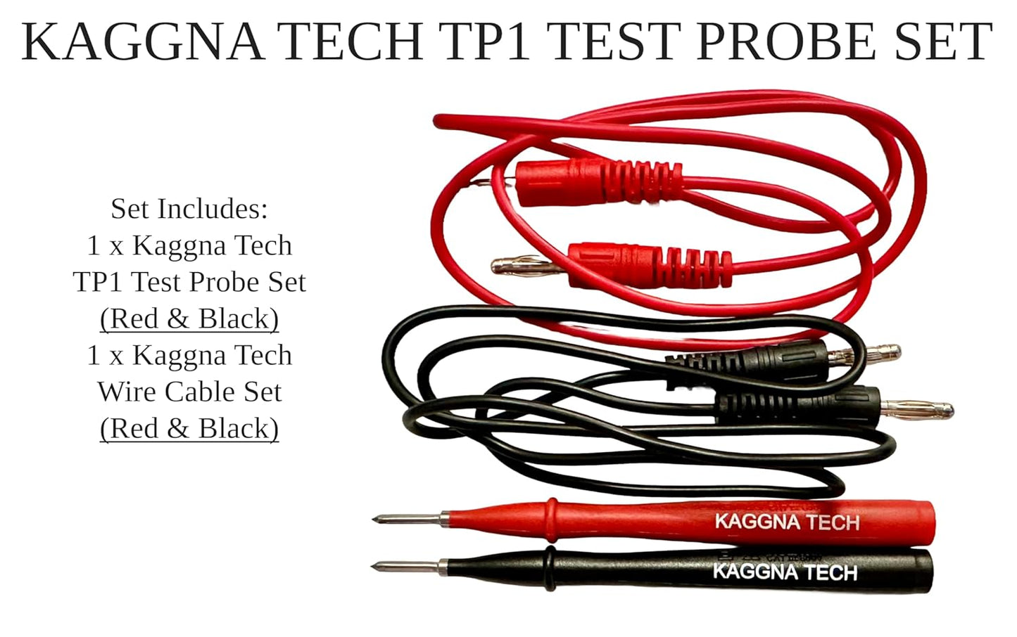 TP1 Test Probe and Test Leads Set, Slim-Reach Flat Blade Test Probe with Stainless Steel Tips and Banana to Banana Multimeter Test Leads